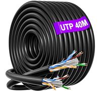 Ethernet Cable 40m, Cat 6 External Bulk Internet Cable 40m UTP 23AWG Lan Cable Extra Long High Speed Network Cable 250MHz 1000Mbps, Round Broadband Gigabit Patch Cord for Router Modem Switch Laptop