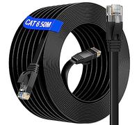 Ethernet Cable 50m Outdoor & Indoor, Long Ethernet Internet Cable 50m High Speed, Cat 6 LAN Cable 50 meter Flat Anti-Interference, For Home/Router/Switch(50 Clips) - Faster Than Cat5/Cat 5E/False Cat7
