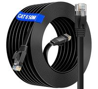 Ethernet Cable 50m Outdoor & Indoor, Long Ethernet Internet Cable 50m High Speed, Cat 6 LAN Cable 50 meter Flat Anti-Interference, For Home/Router/Switch(50 Clips) - Faster Than Cat5/Cat 5E/False Cat7