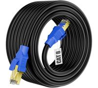 Ethernet Cable 5m, Cat 8 Internet Cable 5 metre High Speed, Wifi LAN Cable 40Gbps 2000Mhz Gigabit, Patch Network Cable SFTP Shielded Weatherproof Wlan Wifi Black Outdoor Indoor for Router