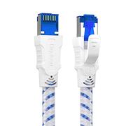 Ethernet Cable Cat 8, 1m 2m 3m 5m 10m 15m 20m 30m Internet Lan Cables, 40Gbps 2000MHz Gigabit S/FTP Nylon Braided with Rj45 Connector for Ethernet Splitter, PS5, Xobx, Faster than Cat6/Cat 7(1.5m)
