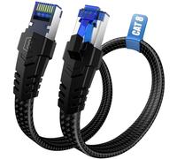 Ethernet Cable CAT8- 0.5M 1M 2M 3M 5M 10M 15M 20M 30M LAN Cable, 40Gbps 2000MHz High Speed Network Patch Cord, Flat Rj45 Giqabit Nylon Braided Internet Cable, Backward Compatible with Cat7/Cat6/Cat5