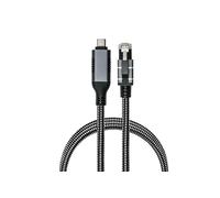 Ethernet Cable USB-C Male to RJ45 Male with Latch Protection, Textile Coating, 1-Gigabit LAN Adapter without Driver, for Laptop, Tablet & Smartphone, Anthracite, 1.5 m