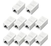 Ethernet Coupler, RJ45 Coupler, Female to Female Ethernet Connector, RJ45 Connector Cable Adapter to Connect Two Short Network Cables, Extender LAN Network Inline Joiners for Cat7 Cat6 Cat5e (White)