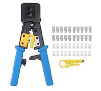 Ethernet Crimping Tool Kit RJ45 RJ12 RJ11 Connector Handheld Crimper with Network Wire Stripper for Data Cable Network Connections