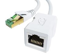 Ethernet extension cable with break-proof design, white - 0,5m (CAT 7 male to female Ethernet cable, extends network cables with full data transfer speed - 10Gbit/s, SF/FTP shielding) - CableDirect