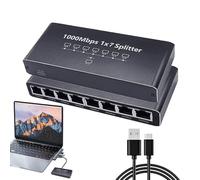 Ethernet Hub, Multiport Internet 8 Ports | High Speed Ethernet Adapter 1000Mbps Plug and Play for Computer Office Home Wall TV Portable Commercial