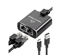 EThernet Network Switch 1 in 2 Out Gigabit Network Switch 1000Mbps High-Speed Ethernet Switch LAN RJ45 Internet Splitter with USB-C Power Cable Networking for CAT 5/6/7/8 Cable Router Laptop/PC TV