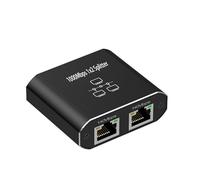 Ethernet Splitter 1 to 2, 1000Mbps Gigabit Network Switch for Simultaneous Internet Access, Metal 2 Port Ethernet Hub Adapter with Power Cable for Broad Connectivity