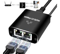 Ethernet Splitter 1 to 2 Out, 1000Mbps High Speed, Gigabit Network LAN Adapter for Cat 5/6/7/8 Cable, with USB Power Cable [2 Devices Simultaneous Networking]