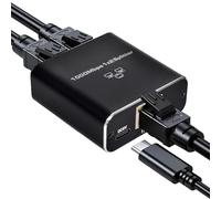 Ethernet Splitter 1 to 2, RJ45 1 to 2 Gigabit Network Splitter, 1000Mbps Ethernet Switch 2 Port Gigabit Network Switch High-Speed with USB Type-C Power Cable for Computer/Hub/Router/ADSL/Digital