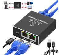 Ethernet Splitter 1 to 3, Gigabit Ethernet Switch, 1000Mbps RJ45 LAN Internet Splitter with USB-C Power Cable for Computer, Hub, Switch, Router, ADSL, Digital TV, etc Working Simultaneously