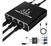 Ethernet Splitter 1 to 3 out 1000Mbps High Speed Gigabit Internet Lan Network Switch With Portable USBC Power Cable for Computer Hub Router ADSL Set Top Box Digital TV Etc Working Simultaneously Black