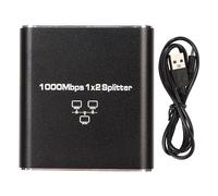 Ethernet Splitter RJ45 1 to 2 Port Gigabit Network Switch, Aluminum Alloy 1000Mbps Ethernet Cable Splitter for Dual Device Internet Sharing with USB Power