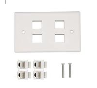 Ethernet Wall Plate, 4 Port Cat6 Good Fixation Wall Plate Space Saving Internet with Screws for Home Office