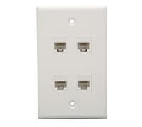 Ethernet Wall Plate 4 Ports, Cat6 Keystone Jack Wall Plate with RJ45 Keystone Inline Coupler Insert, Female to Female, White
