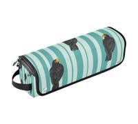 EtherSpher 2-in-1 Curling Iron Travel Case with Heat Resistant Mat Waterproof Portable Open Flat Travel Bag for Straigheners, Curling Iron, Hair Dryer, Black Southern Caracara Teal Striped Portable