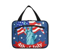 EtherSpher 4th Of July Independence Day Blue Liberty hanging toiletry bags for men with hook, designer multifunctional toiletry bags for travel make up toilet bolso de mano para hombre L, 4th Of July