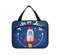 EtherSpher 4th Of July Independence Day Red and Blue ROCKETS hanging travel toiletry bag men with hook, designer washable makeup bags for adults gym estuche de maquillaje para mujer L, 4th Of July