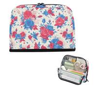 EtherSpher 4th Of July Independence Day Red and Blue Roses Pencil Case Bag Large Capacity Pen Cases Stationery Bag for Man Cosmetics lapicera para ninos