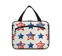 EtherSpher 4th Of July Independence Day Red and Blue Stars hanging toiletry bags for traveling women with hook, designer fashion toiletry bags for travelers traveling bolsa para guardar maquillaje L