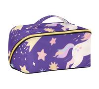 EtherSpher A Cute Cartoon Purple Cosmic unicorns Designed Toiletry Bags with dividers Waterproof Capacity Travel Cosmetic Bag Travel-Size Accessories