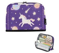 EtherSpher A Cute Cartoon Purple Cosmic unicorns Pencil Holder Case Large Capacity Pen Pencil Case With Compartment Organizer Box for Man School Supply estuches de maquillaje para mujer