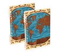 EtherSpher A5 size Ancient World Map bound notebook 8.3" x 5.7", sturdy college ruled spiral notebook 60 sheets for school&office 2 pack