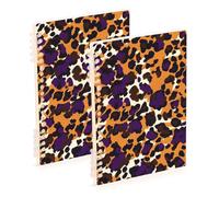 EtherSpher A5 size Animal Leopard Fur Skin Brown Purple wide ruled notebook 8.3" x 5.7", hard cover composition notebook wide ruled 60 sheets for diary&to do list 2 pack