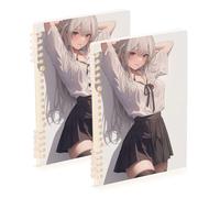 EtherSpher A5 size Anime Student Sexy Girl Beauty notebooks wide 8.3" x 5.7", wire-bound subject college ruled notebook 60 sheets for working&classroom 2 pack
