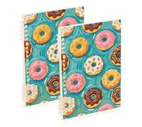 EtherSpher A5 size Art Painting Green Donut Bread notebook journal 8.3" x 5.7", wire-bound subject spiral notebook wide 60 sheets for school&office 2 pack