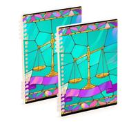 EtherSpher A5 size Astrology Stainless Glass Style orange spiral notebook 8.3" x 5.7", hard cover subject college ruled spiral 60 sheets for travel&writing 2 pack