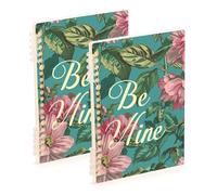 EtherSpher A5 size Be Mine Floral William Morris Style Teal Peach large notebooks 8.3" x 5.7", hard cover subject college ruled notebook 60 sheets for planner&business 2 pack