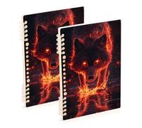 EtherSpher A5 size Beautiful Fire Wolf ruled notebooks 8.3" x 5.7", wear-resistant college ruled spiral notebook 60 sheets for school&office 2 pack