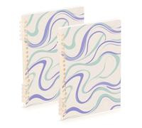 EtherSpher A5 size Beige Line Art Fashion spiral notebook wide 8.3" x 5.7", hard cover subject spiral notebook wide 60 sheets for diary&to do list 2 pack