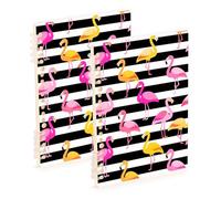 EtherSpher A5 size Black and White Striped Flamingo subject notebooks 8.3" x 5.7", hard cover subject spiral notebook college 60 sheets for planner&business 2 pack