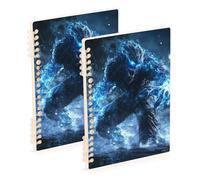 EtherSpher A5 size Blue Flash Tech Ape Warrior spiral notebook wide 8.3" x 5.7", wear-resistant subject college ruled spiral 60 sheets for planner&business 2 pack
