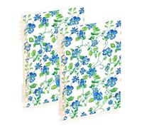 EtherSpher A5 size Blue Floral Pattern Green college notebooks 8.3" x 5.7", wear-resistant wide ruled spiral notebook 60 sheets for planner&business 2 pack