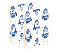 EtherSpher A5 size Blue Missiles college notebooks 8.3" x 5.7", hard cover subject spiral notebook college 60 sheets for working&classroom 2 pack