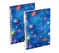 EtherSpher A5 size Blue Oil Painting Star notebook spiral 8.3" x 5.7", wire-bound subject spiral notebook college 60 sheets for planner&business 2 pack