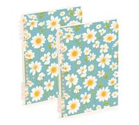 EtherSpher A5 size Blue White Daisy subject notebooks college 8.3" x 5.7", sturdy college ruled spiral notebook 60 sheets for diary&to do list 2 pack