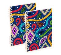 EtherSpher A5 size Bohemian Colored Lines college notebook 8.3" x 5.7", wire-bound college ruled spiral notebook 60 sheets for school&office 2 pack
