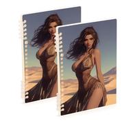 EtherSpher A5 size Boho Sexy Gypsy Woman wide ruled spiral 8.3" x 5.7", wire-bound subject spiral notebook wide 60 sheets for travel&writing 2 pack