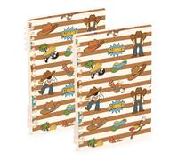 EtherSpher A5 size Brown White Vintage Western Cowboy notebook college 8.3" x 5.7", sturdy single subject spiral notebook 60 sheets for working&classroom 2 pack