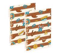 EtherSpher A5 size Brown White Western Cowboy Vintage lined notebook 8.3" x 5.7", sturdy subject spiral notebook wide 60 sheets for school&office 2 pack