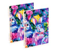 EtherSpher A5 size Buffalo Plaid Bunny Rabbits Happy Easter notebooks spiral 8.3" x 5.7", wire-bound school supplies for college 60 sheets for planner&business 2 pack