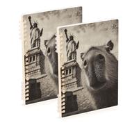 EtherSpher A5 size Capybaras Selfie The Statue Of Liberty notebook spiral 8.3" x 5.7", wire-bound school supplies for college 60 sheets for school&office