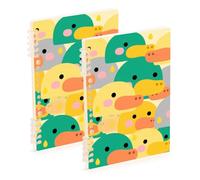 EtherSpher A5 size Cartoon Cute Duck Yellow Green subject notebooks college 8.3" x 5.7", hard cover subject college ruled spiral 60 sheets for planner&business 2 pack