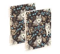 EtherSpher A5 size Cartoon Cute Gray Wolf school notebook 8.3" x 5.7", sturdy subject notebooks college ruled 60 sheets for working&classroom 2 pack