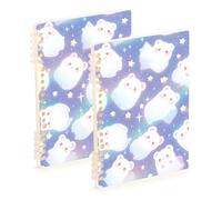 EtherSpher A5 size Cartoon Cute Halloween White ghosts ruled notebook 8.3" x 5.7", hard cover subject spiral notebook college 60 sheets for diary&to do list 2 pack